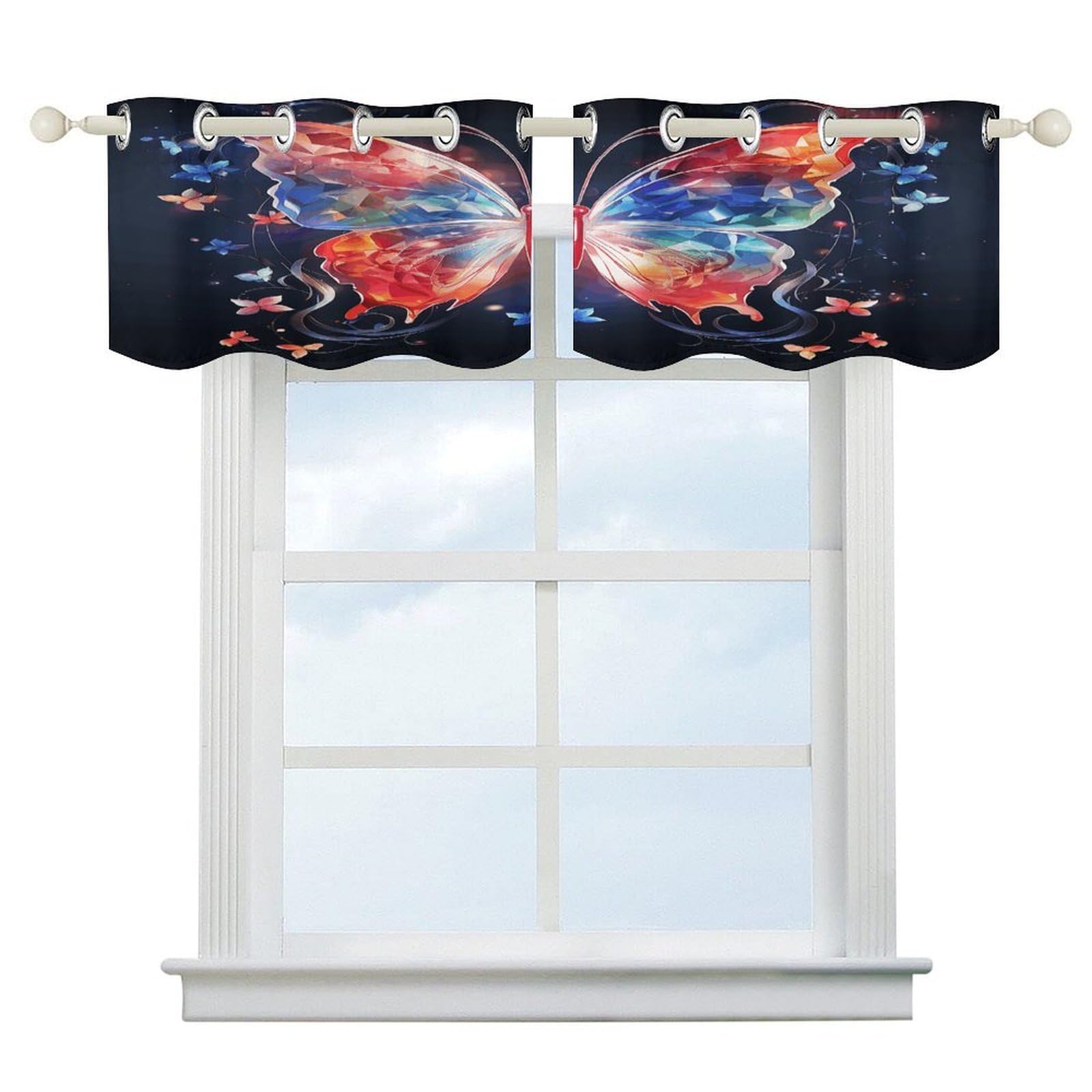 Fekiloot Style Musica Butterfly Short Curtains Valance Curtain