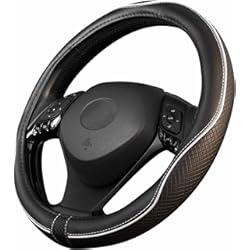 Funda Volante Prius Plus Upgrade4cars Funda Volante Coche Universal Negro Blanco Poli Piel | 37-39 cm Diámetro Exterior | Accesorios Coches Interior Decoracion | Ideas Regalos
