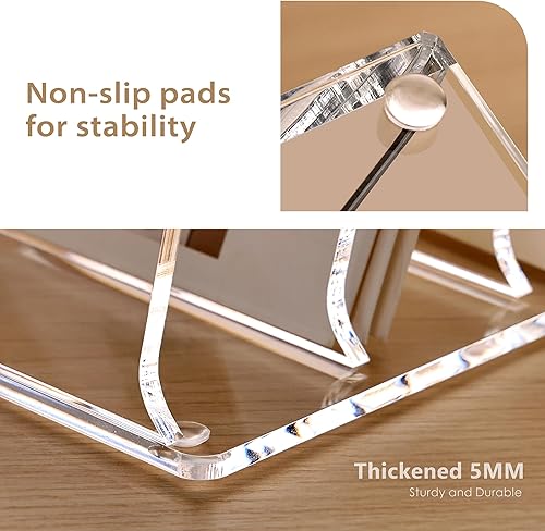 Miniatura 4 de SANRUI Organizador de archivos de escritorio de acrílico, soporte organizador de archivos de letras verticales transparentes de 4 secciones, estante