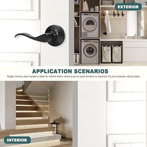 Miniatura 4 de GOBEKOR Paquete de 1 palanca negra para puerta zurda, manija de puerta para armario, cerradura sin giro para armarios de pasillos