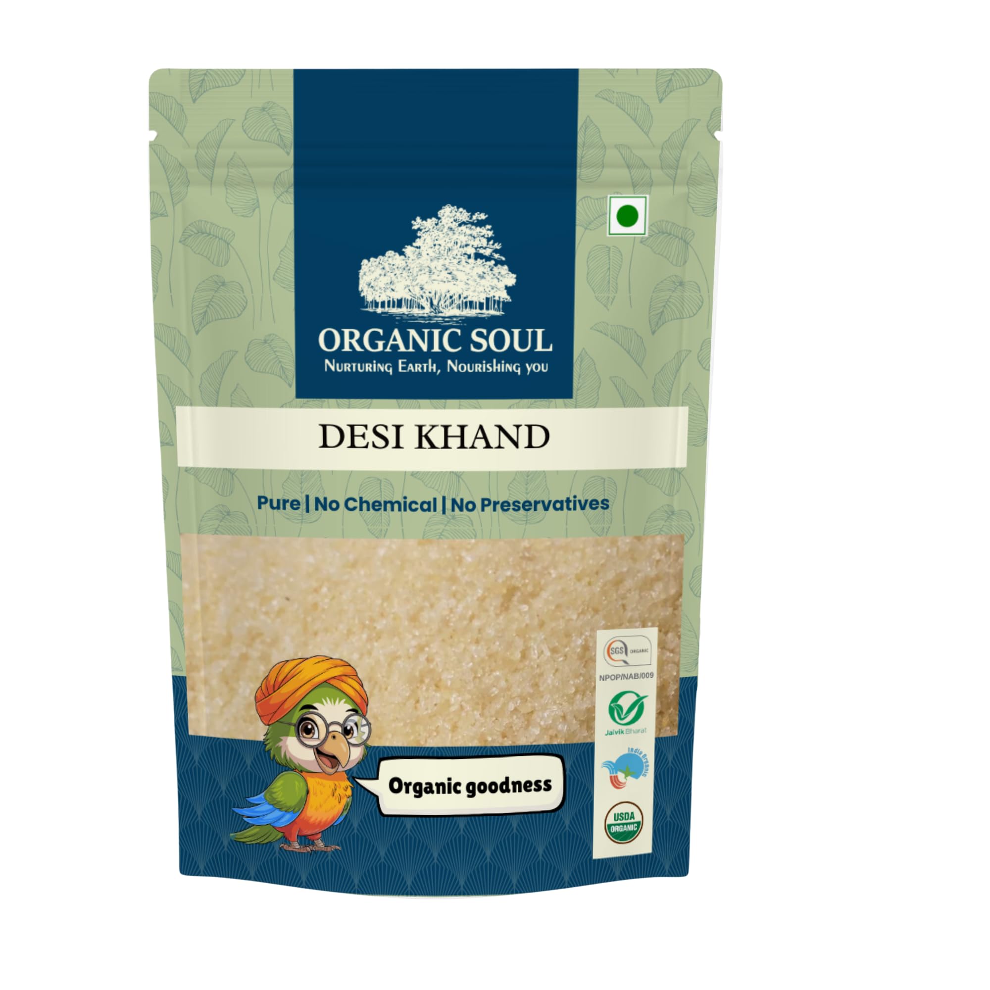 Organic Deshi Khand 450 g | Khandsari Raw Sugar | Pesticide & Chemical Free| Natural, Unprocessed Sugar –450 gm/NPOP Certified I Organic Certified