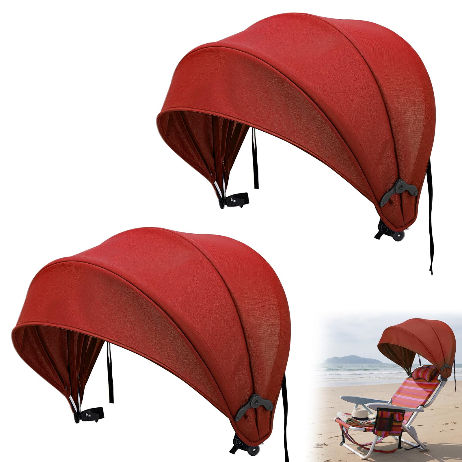 Photo 1 of DaisyInner 2 Pcs Beach Chair Umbrella Canopy Extra Large Foldable Chair Sun Shade with Adjustable Clamp for Beach Camping Fishing Lounge Outdoor (Black)