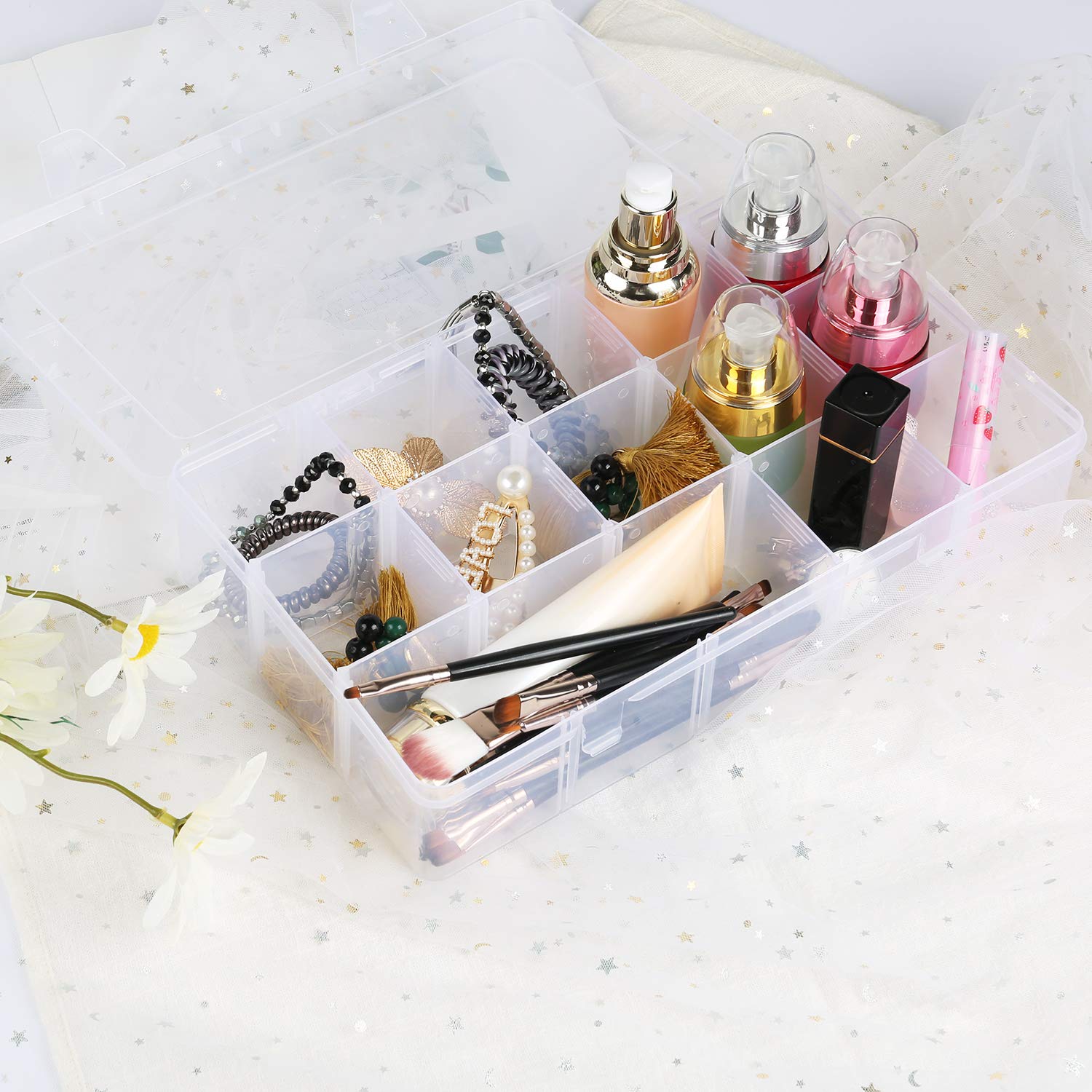 Gemini_mall 15 Compartment Plastic Storage Box Craft Jewelry