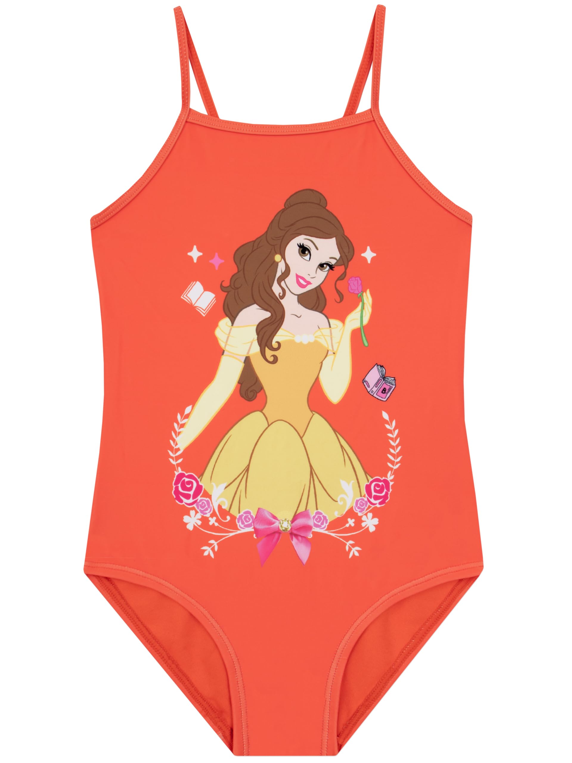 Disney Girls Belle Swimsuit - Size 7-8 Years - Orange