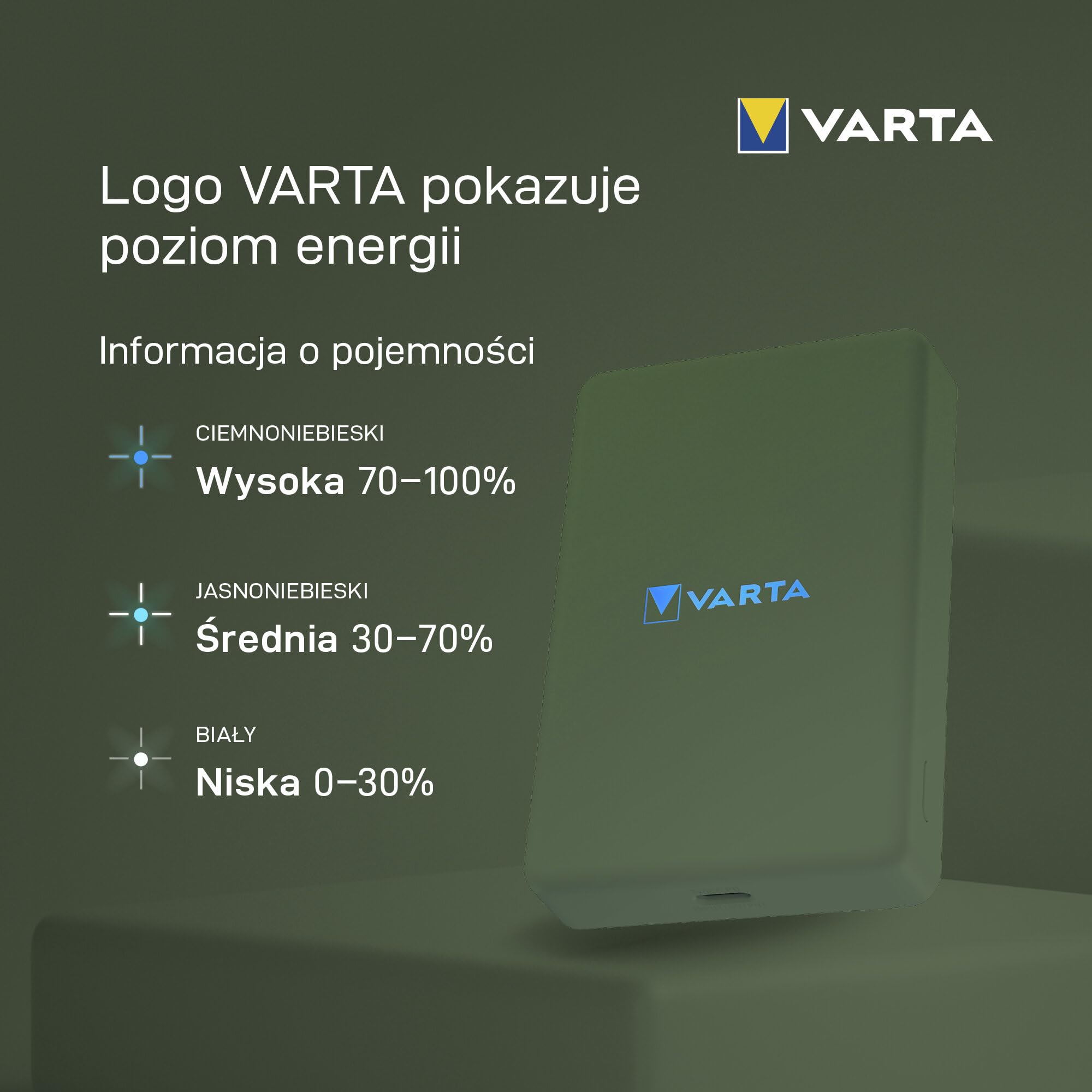 VARTA Power Bank 5.000mAh, magnetyczna bezprzewodowa powerbanka, Mag Pro Power on Demand, 7,5W, ładowarka z portem USB Typ C, kompatybilna z MagSafe i standardem Qi (iPhones i Android), zielony