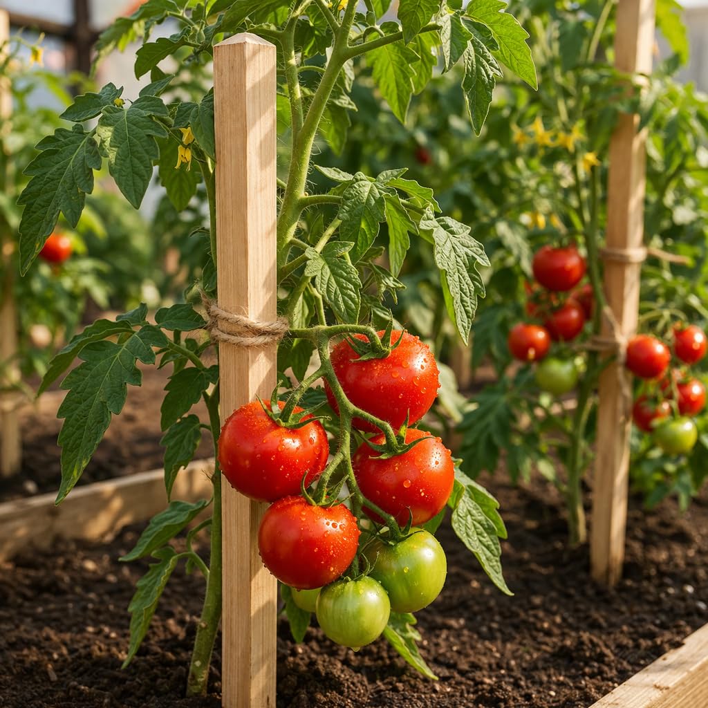 Quadratisch Pflanzstäbe Länge 80 cmSet 50 Stück Buchenholz Holzpflock Gartenstütze Für Pflanzen Bäume Tomaten Holzpfähle Holz Zaunpfosten Garten