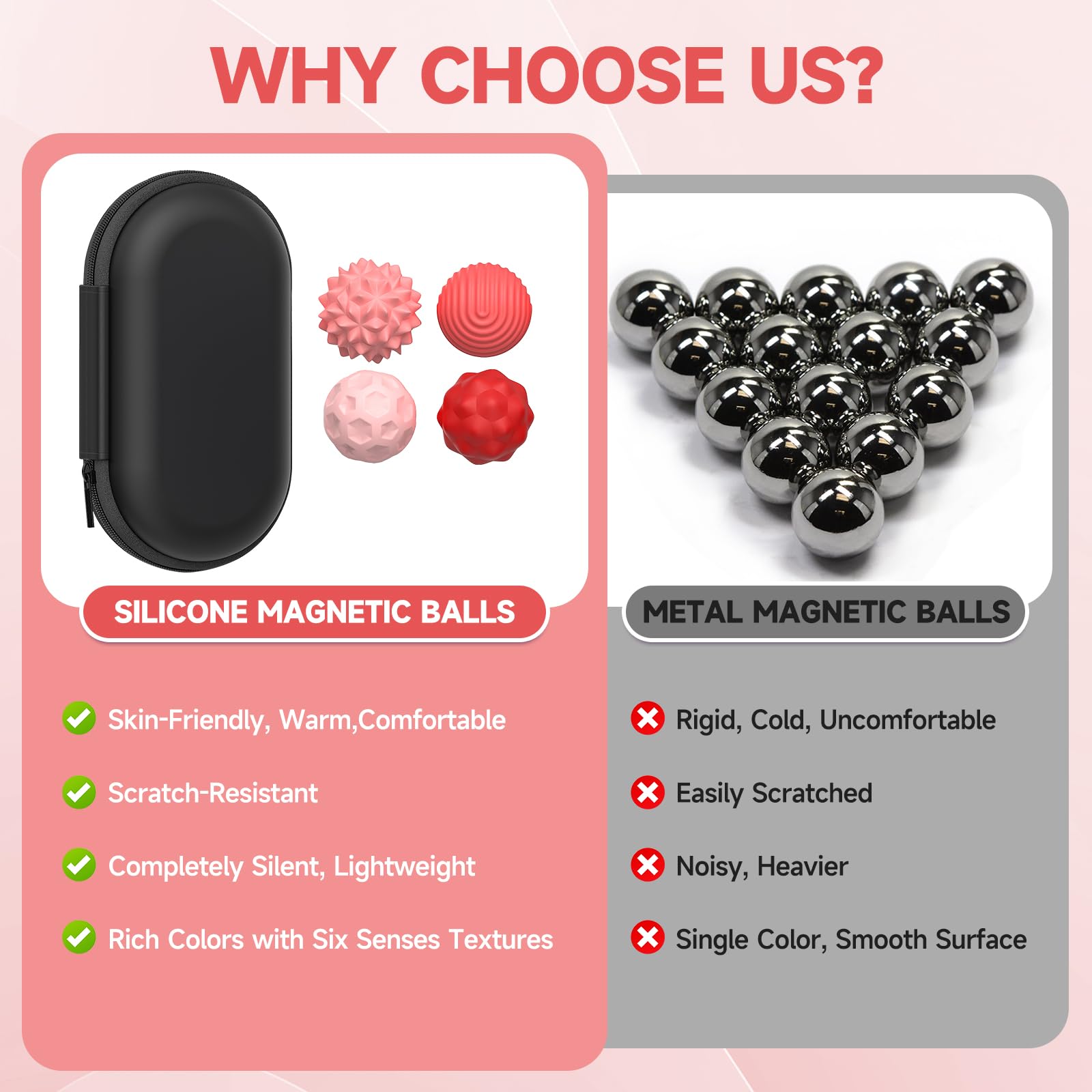 Magnetic Balls Fidget Toys for Adults&Teens, 8Pcs Silicone Sensory Stress Relief Toys with Autism, ADHD, Anxiety - Image 3