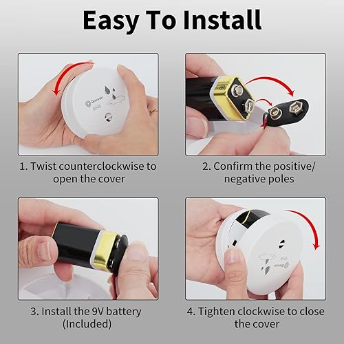 Miniatura 5 de Geevon Paquete de 2 detectores de fugas de agua, sensor de agua de 100 dB, detector de inundación para sótanos, baños, lavanderías, cocinas, garajes