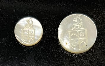 Mother of Pearl Butto with Engraved Crest-Great for Sport Coats Button,Dress Buttons, (6 pc 5/8 '' MOP Buttons), white