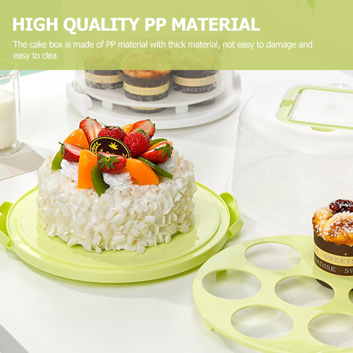 Luxshiny Cake Holder Portable PP Airtight Storage for Vegetables Dishes
