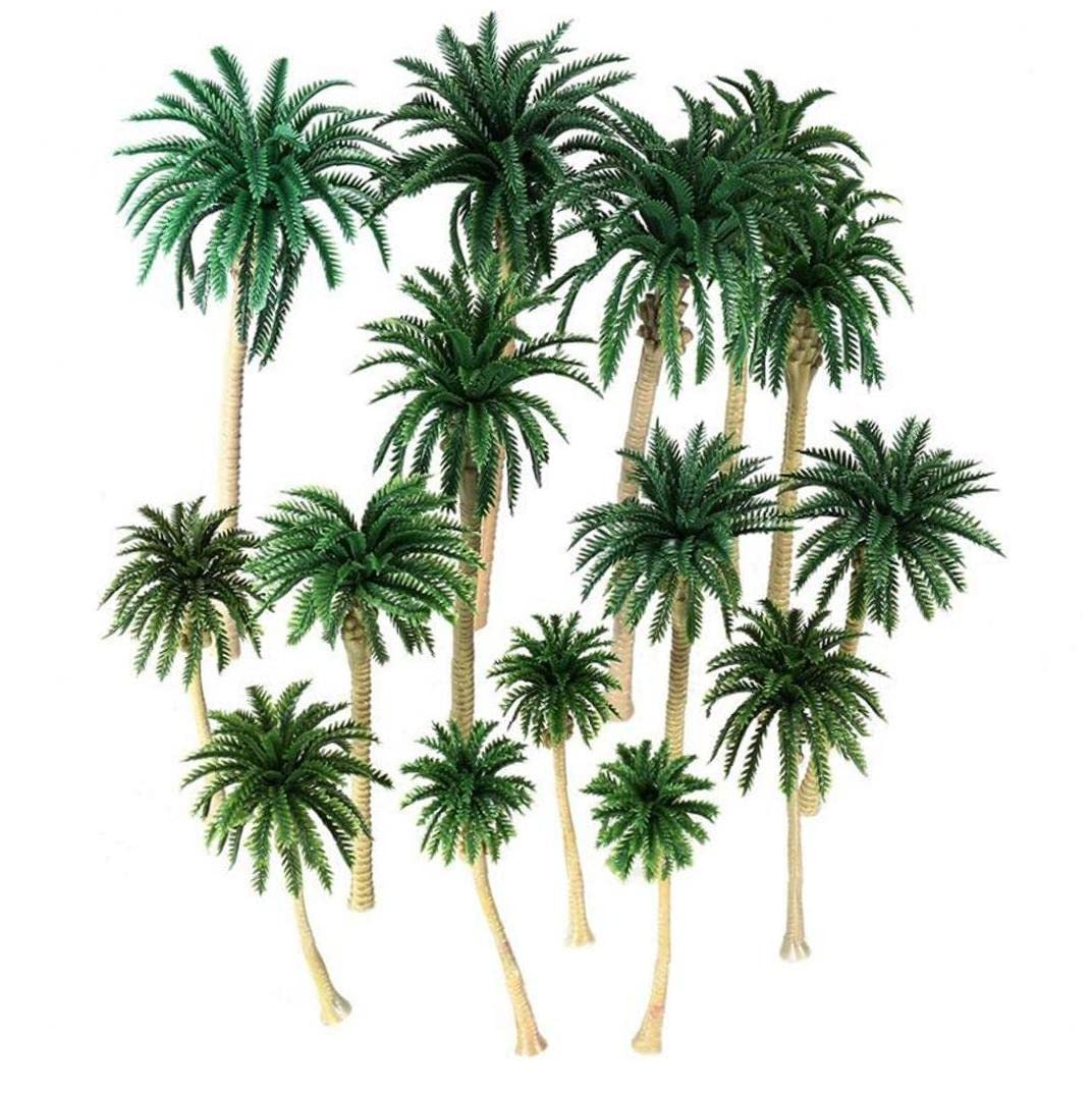 Casiler 15pcs Scenery Model Coconut Trees Artificial Plant Simulation Coconut Tree Sand Table Model Props Home Decor