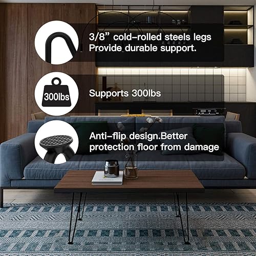 Miniatura 6 de Orgerphy Patas negras para muebles de horquilla de 8 pulgadas (4 unidades)  Patas de horquilla resistentes  Patas de mesa  Con tornillos y 4