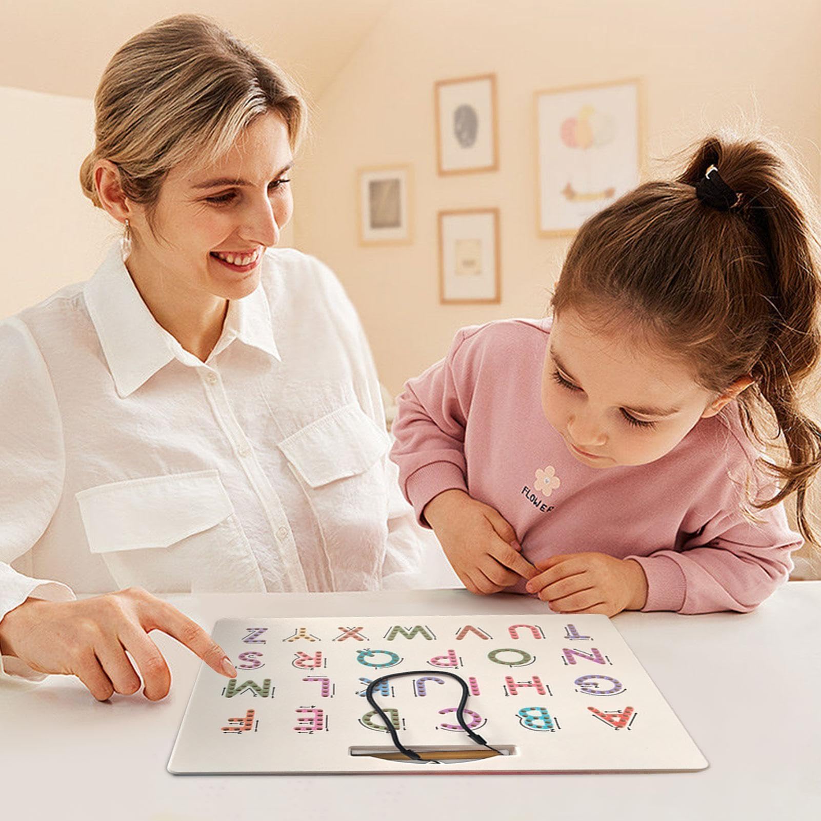 Lavagna magnetica con lettere su entrambi i lati | Giocattolo educativo con stimolo sensoriale per imparare a scrivere, per bambini, asilo, scuola materna, scuola domestica
