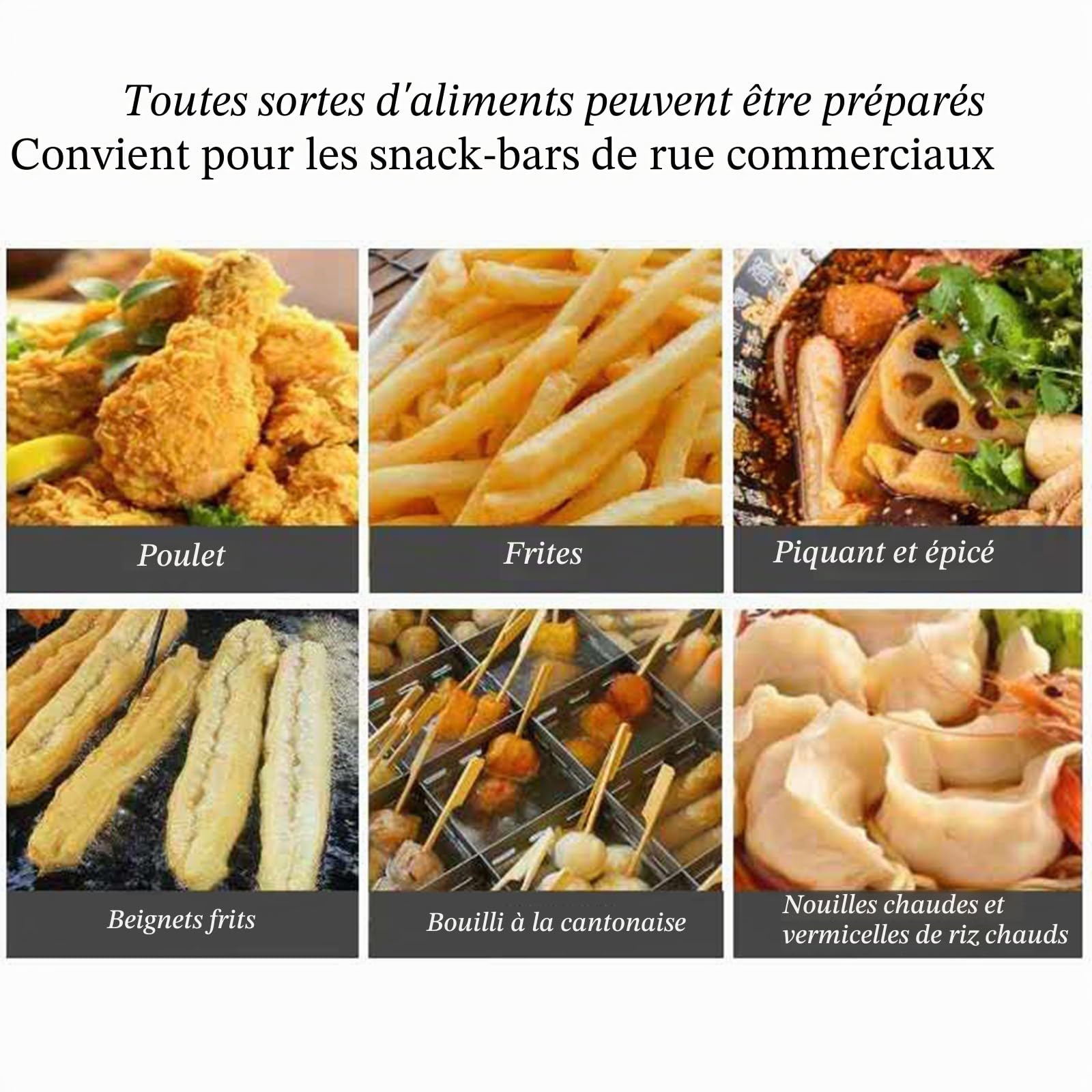 Friteuse à gaz Professionnelle GPL, Friteuse Commerciale en Acier Inoxydable avec paniers et couvercles de friteuse, Pour la cuisine commerciale et maison, Double Cylinder 2x8L