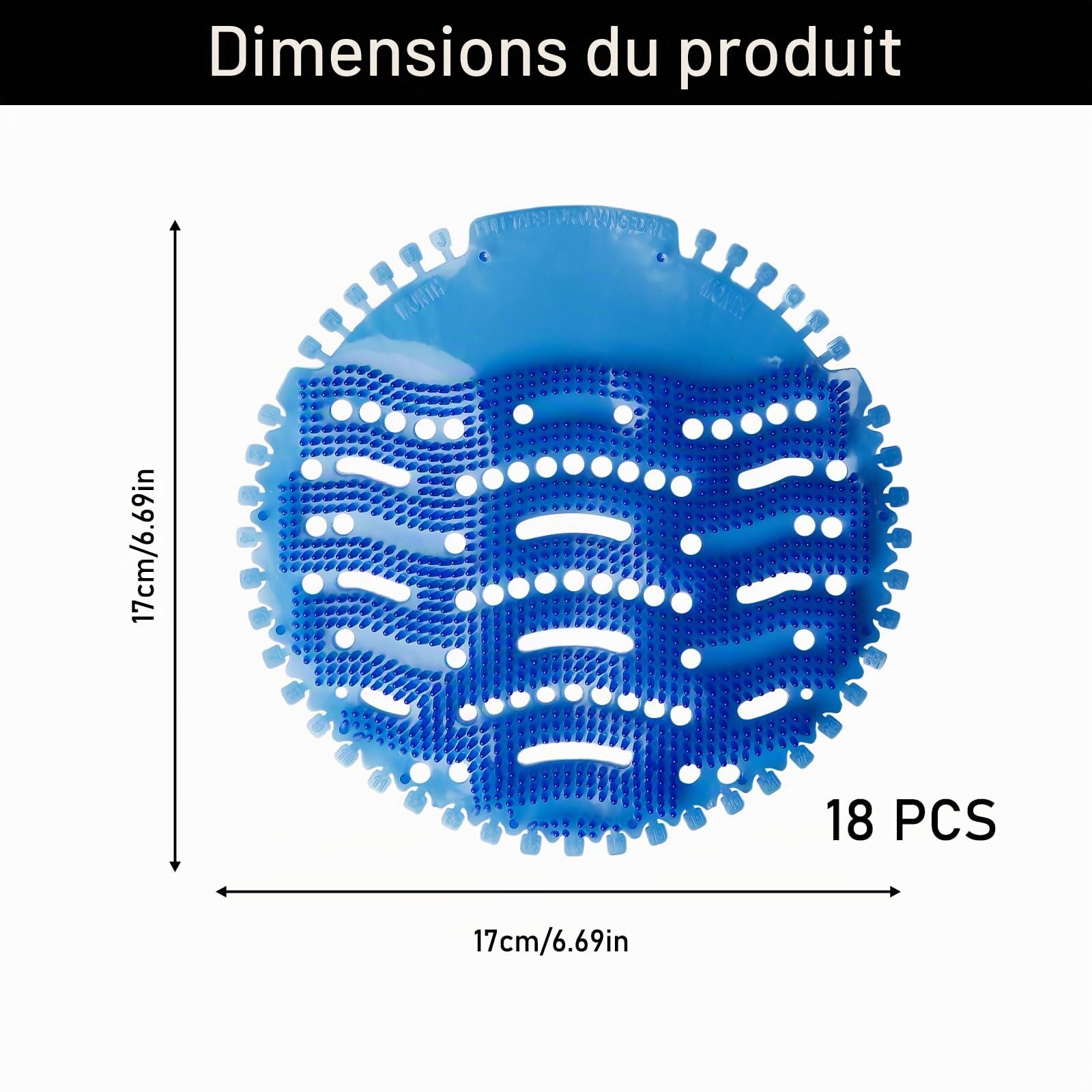 Lot de 18 tamis d'urinoir avec parfum, tapis d'insertion d'urinoir en pierre Protection anti-éclaboussures pour toilettes, protection anti-éclaboussures pour les toilettes, toilettes pour hommes,