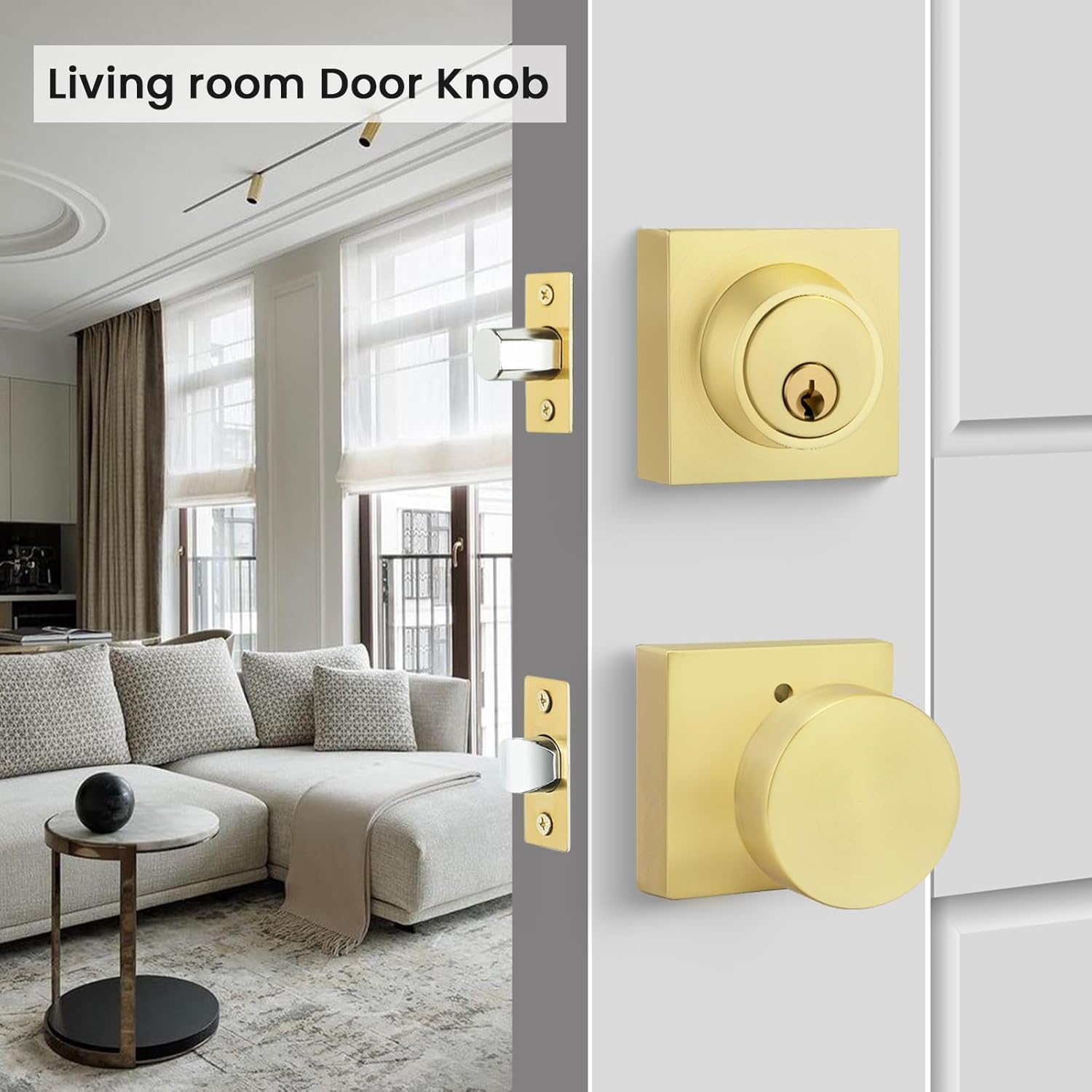 Goldenwarm 8 Pack Privacy Gold Door Knobs
