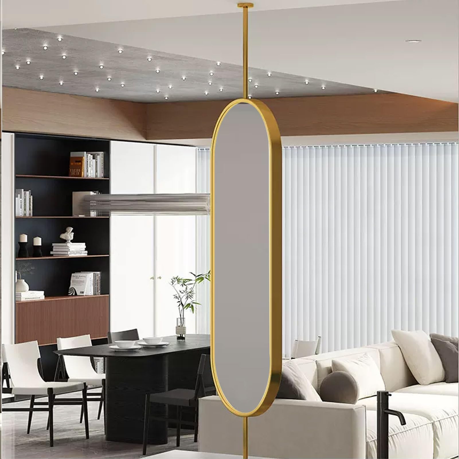 Gaommini Ceiling Mounted Bathroom Mirror, Suspended Vanity Makeup Mirrors,