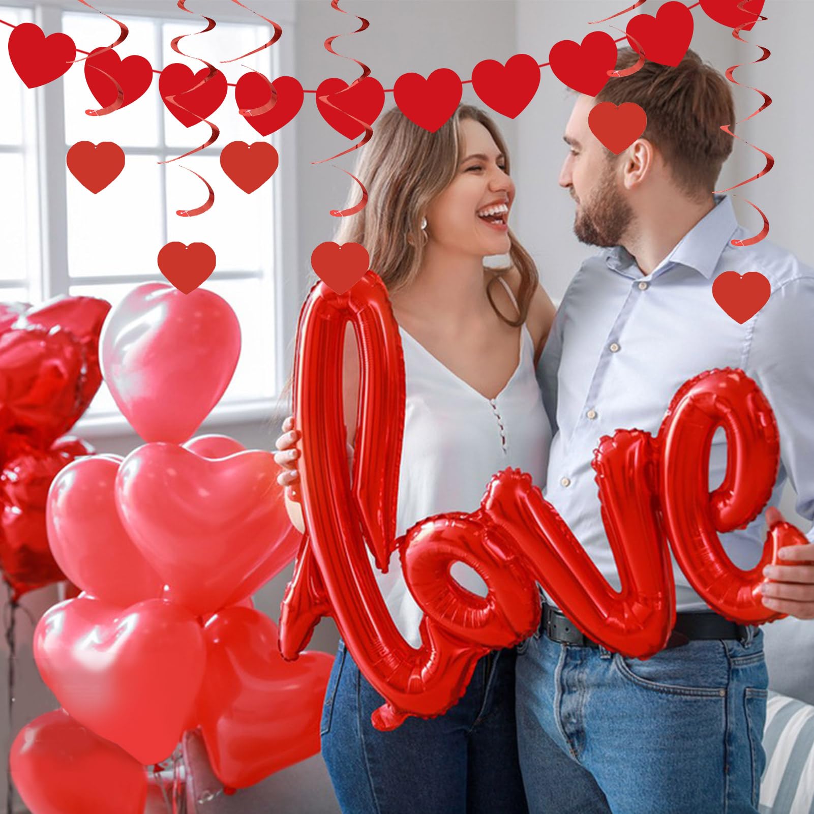 Decoración De Globos Para El Día De San Valentín, 44 Globos De San Valentín, 18 Remolinos