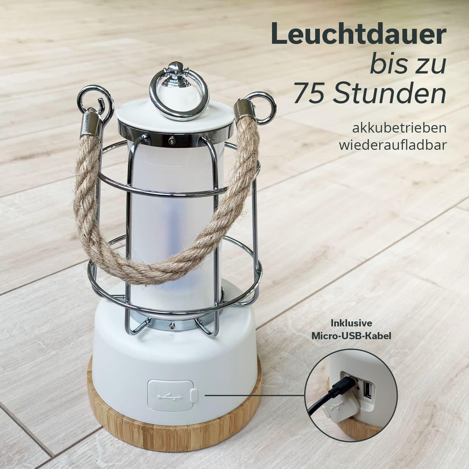 Skandika LED-Lampe Kiruna | Retro Outdoor Campinglampe mit Powerbank, stufenlos dimmbar, kabellos, Akku, aufladbar, USB, warm- und kaltweiß, 75h Leuchtzeit (Kiruna weiß)