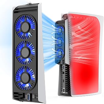 HUIJUTCHEN Fan for PS5 Cooler External Cooler Rear with LED Light Low Noise Cooling Fan for PS5 with 2 Adjustable Fan Levels 