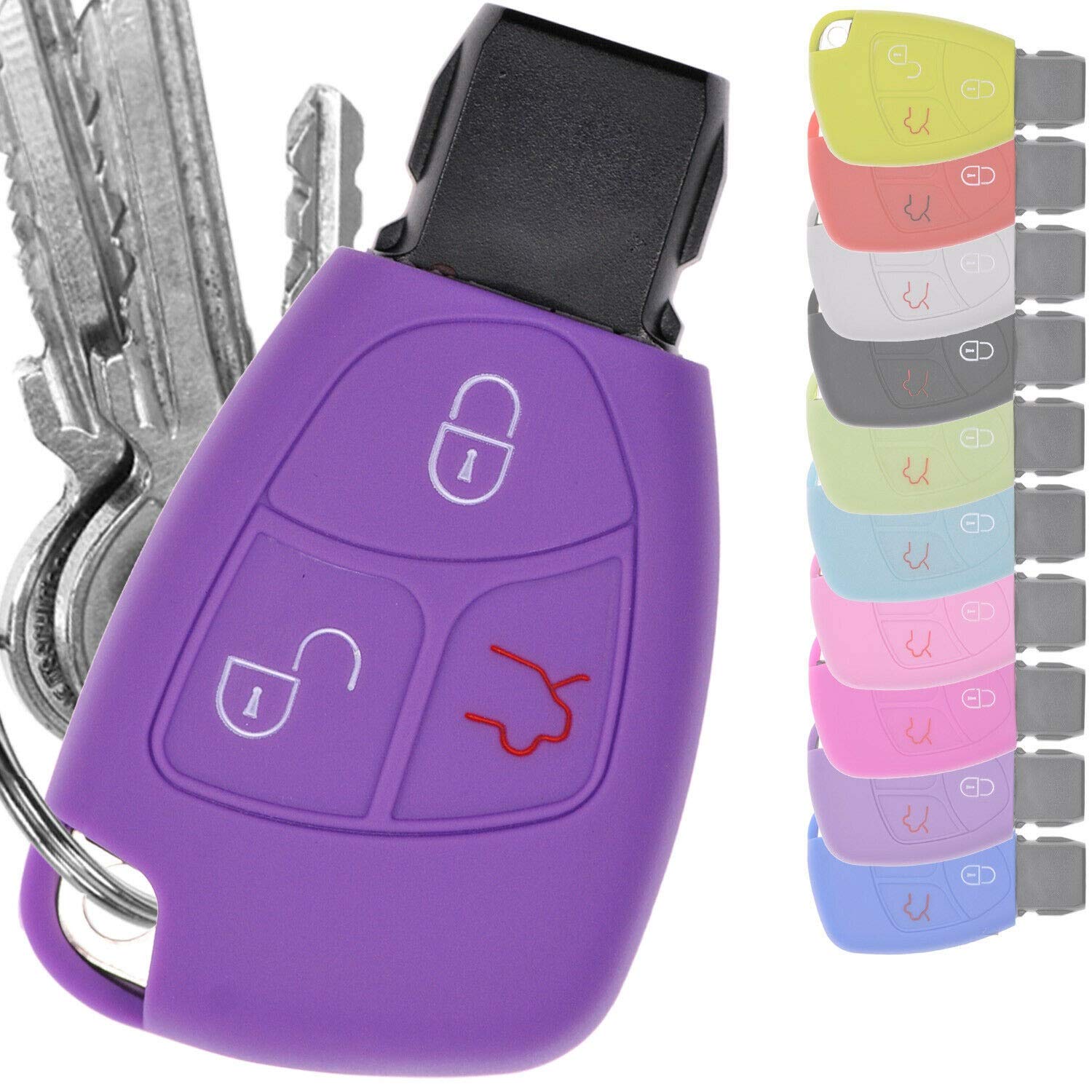 Autosleutel case siliconen beschermhoes donkerblauw compatibel met