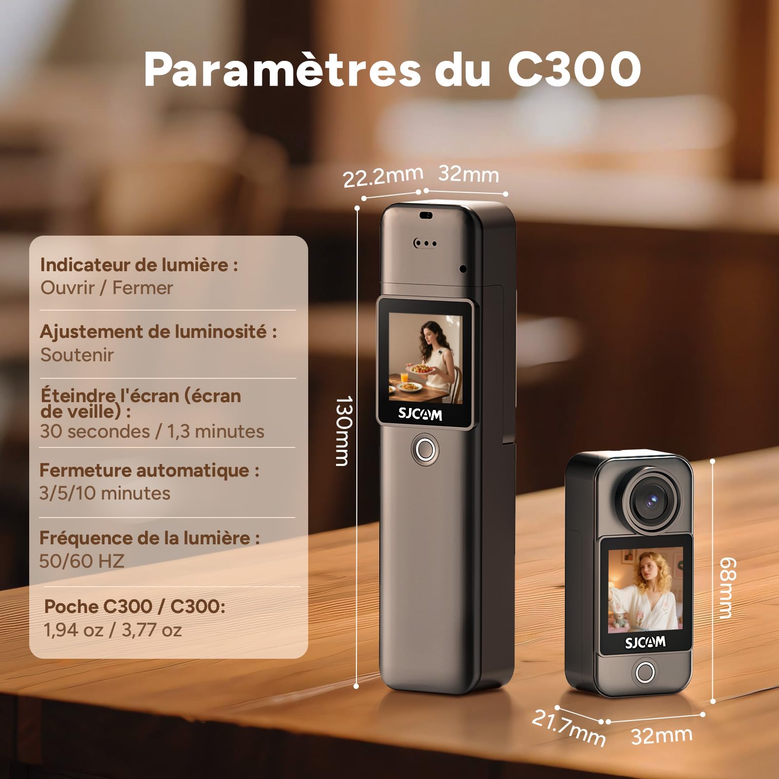 SJCAM C300 Caméra Sport 4K30FPS 20 MP, Double Écran 2,4 G/5 G WiFi Caméra Étanche sous-Marine 30M EIS Anti-Vibration avec 2 Batterie 2800 + 1000 mAh Kit d'Accessoires