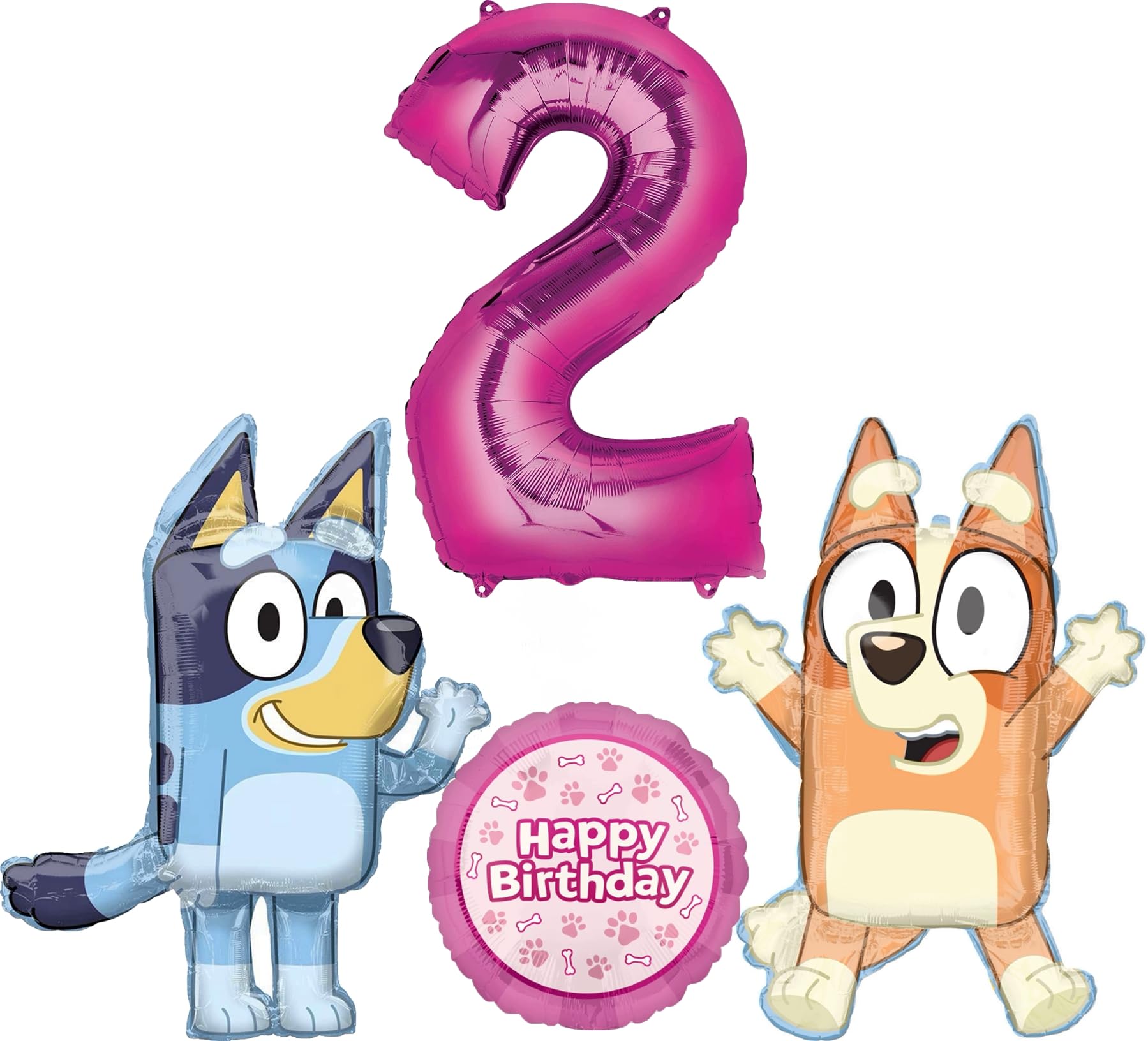 Bluey and Bingo Girl 2nd Birthday Party Supplies Foil Balloon Bouquet Decorations