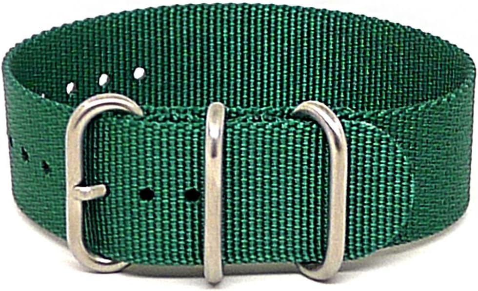 DaLuca Ballistic Nylon NATO 1 Piece Watch Strap - Green (Matte Buckle) : 20mm