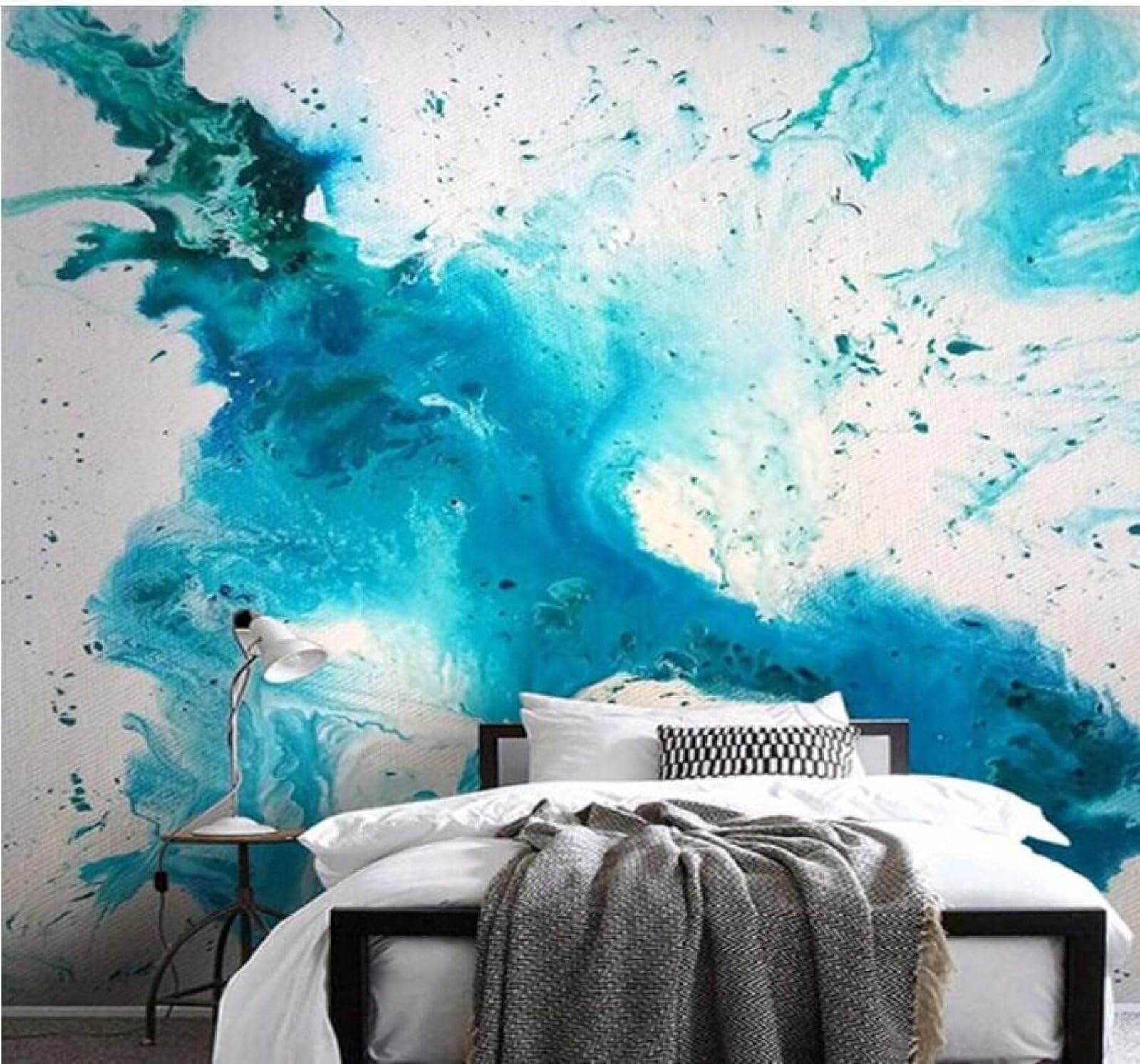XLMING Abstract Watercolour Blue Ink Splatter Unique 3D Wallpaper Luxury Home Dining Decor Paste Sofa Living Room The Wall for Bedroom Mural-300cm×210cm