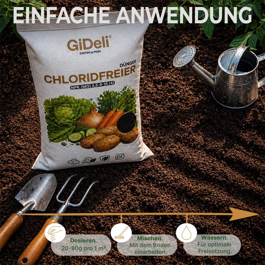 GiDeli Gemüsedünger Chlorfrei 25 kg Granulat NPK mit Magnesium