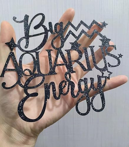 Miniatura 2 de Big Aquarius Energy Cake Topper, Feliz Cumpleaños Acuario en Enero Febrero, Temporada de Acuario, 12 Constelaciones del Zodiaco Tema Decoración de