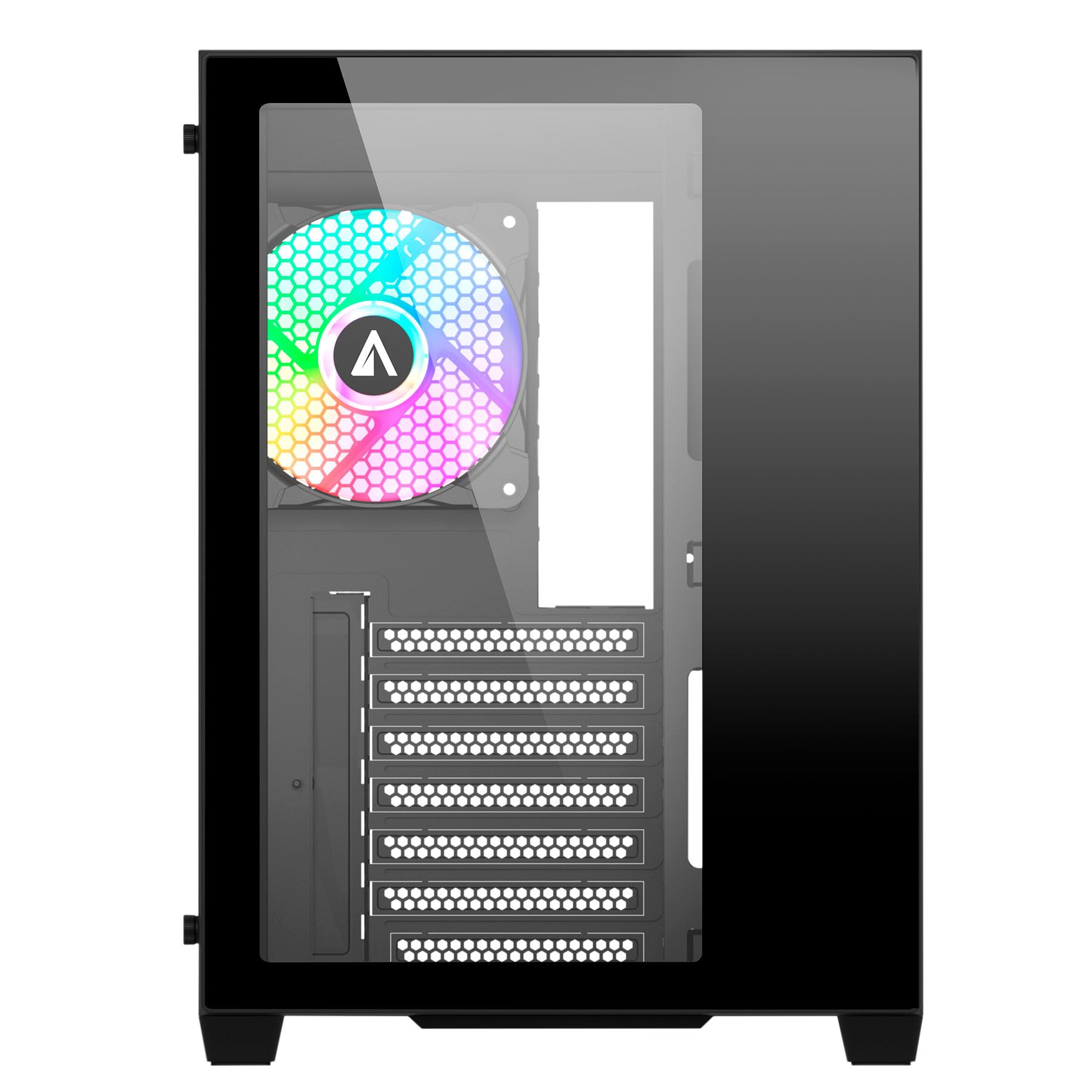 Abysm Gaming Custodia PC Gamer Danube SAVA 285 BX203 Black ATX, con spazio per schede grafiche fino a 410 mm, lato e frontale in vetro temperato, USB-C e ventole ARGB