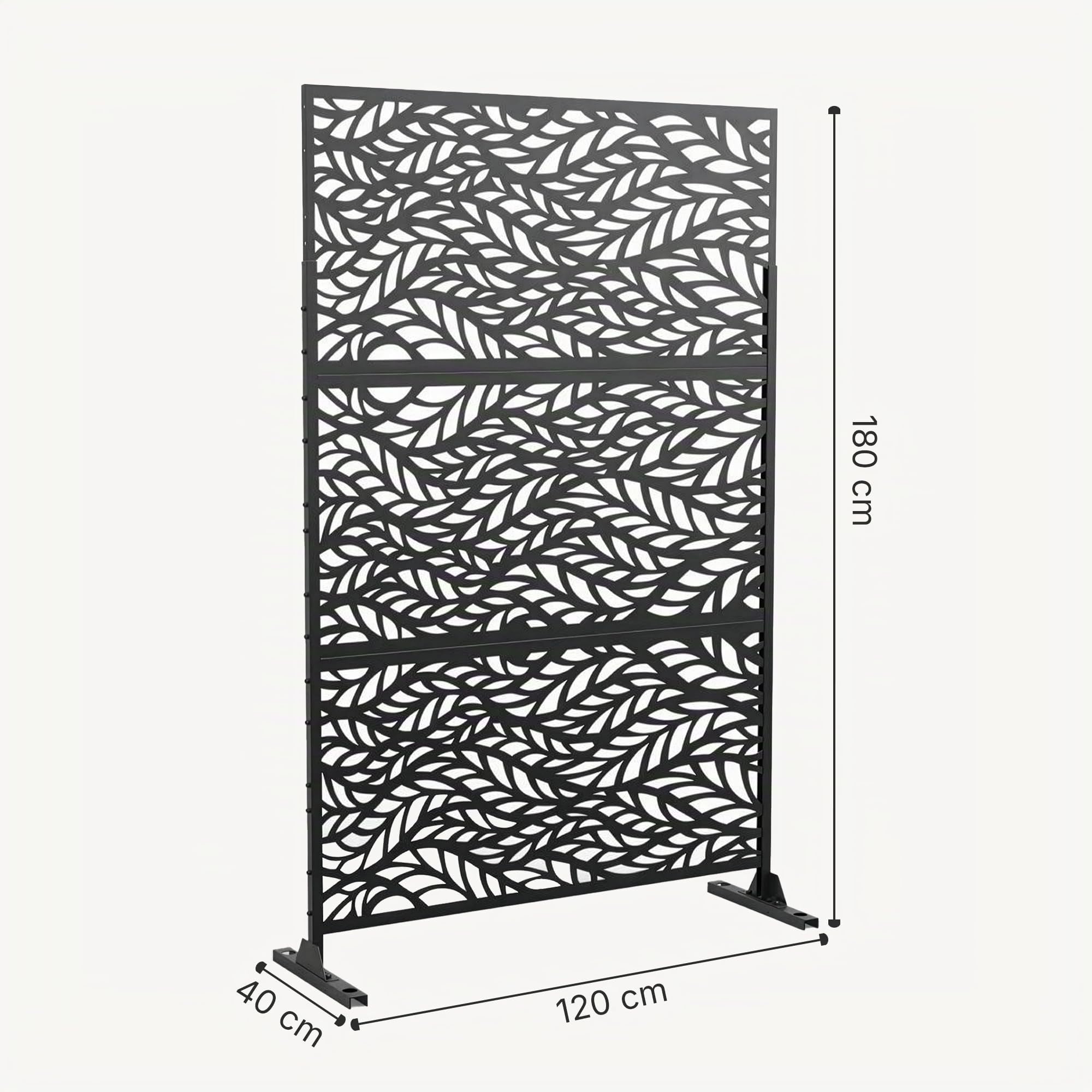 casa.pro Pannello Divisorio per Spazi Esterni Interni Parete Divisoria in Acciaio Separatore Decorativo Metallo Frangivista per Giardino Terrazza Balcone 180 x 120 cm - Nero