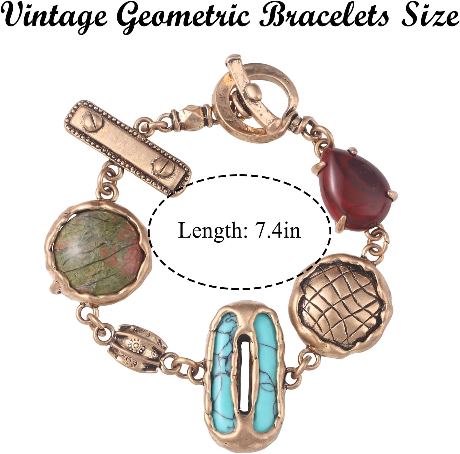 Vintage Geometric Natural Stone Bracelets for Women Chunky Bracelet Trendy Personality Dainty Jewelry Gifts - Image 5