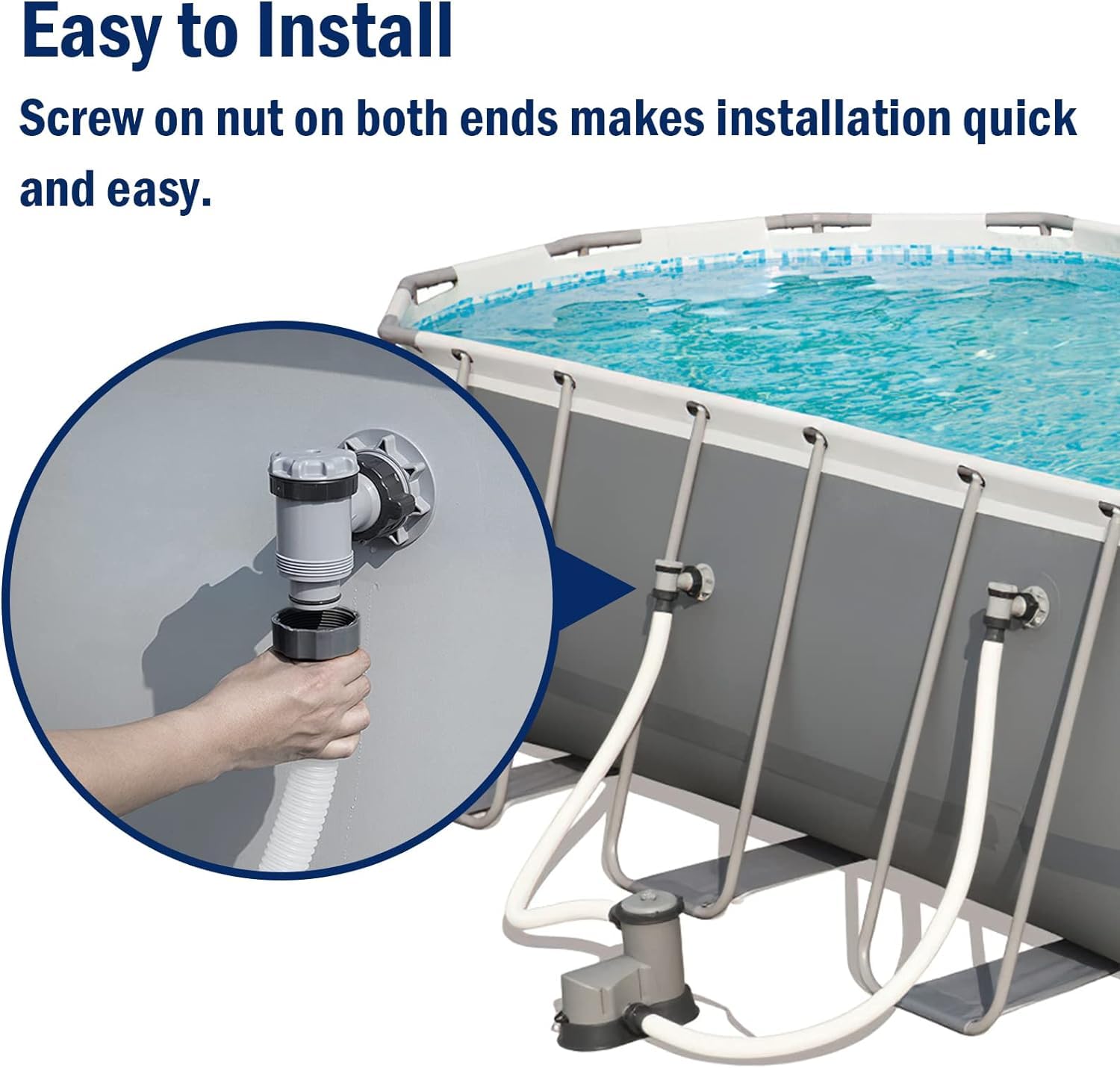 Tubo per pompa per piscina, 3,8 x 149,9 cm, per filtri Intex e fuori terra