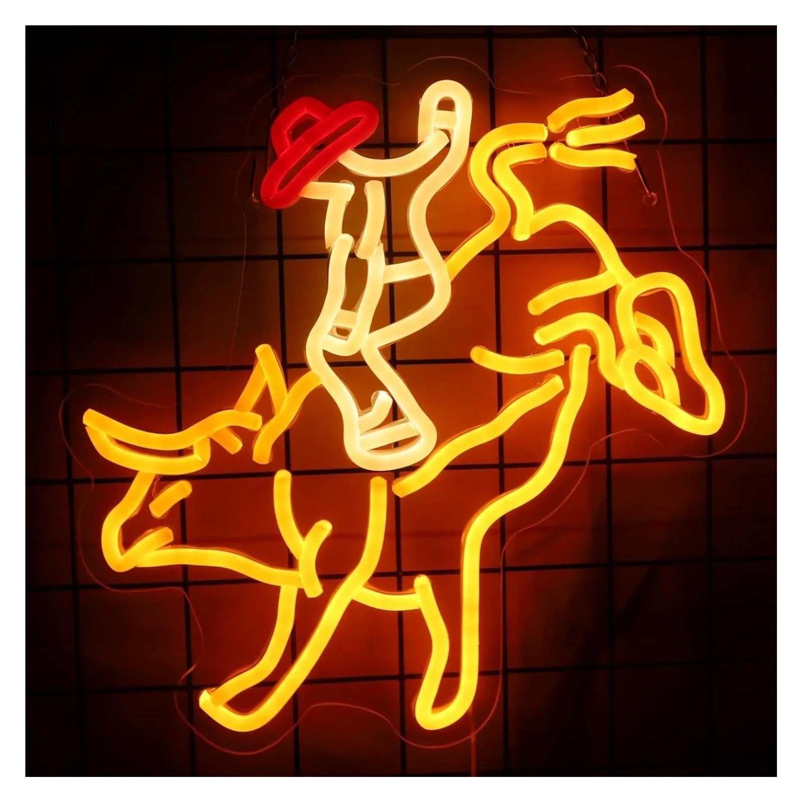 LED néon signe Rodeo – Panneau Néon USB, Lumière LED À Intensité Variable, Pour Bar, Fête D'anniversaire, Salle De Jeu, Décorations Chambre Coucher 12.3x10.3in