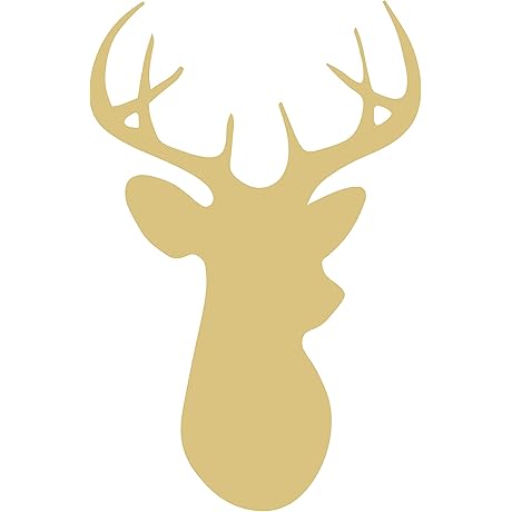 Deer Cutout Unfinished Wood Animal Holiday Seasonal Nursery Door Hanger MDF Shape Canvas Style 2