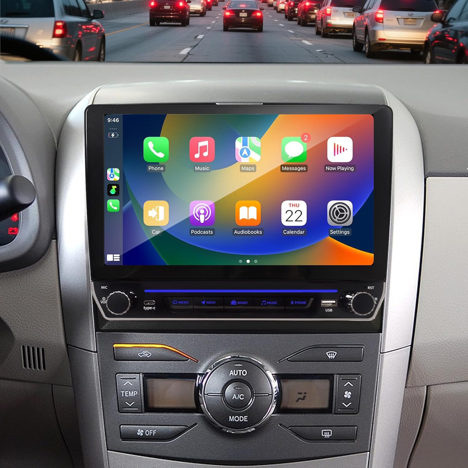 Car Radio for Toyota Corolla 2009 2010 2011 2012 2013, 10 inch Touchscreen Android 13 Wireless Carplay & Android Auto Stereo Upgraded with Bluetooth GPS WiFi SWC FM DPS in Dash Headunit Backup Camera