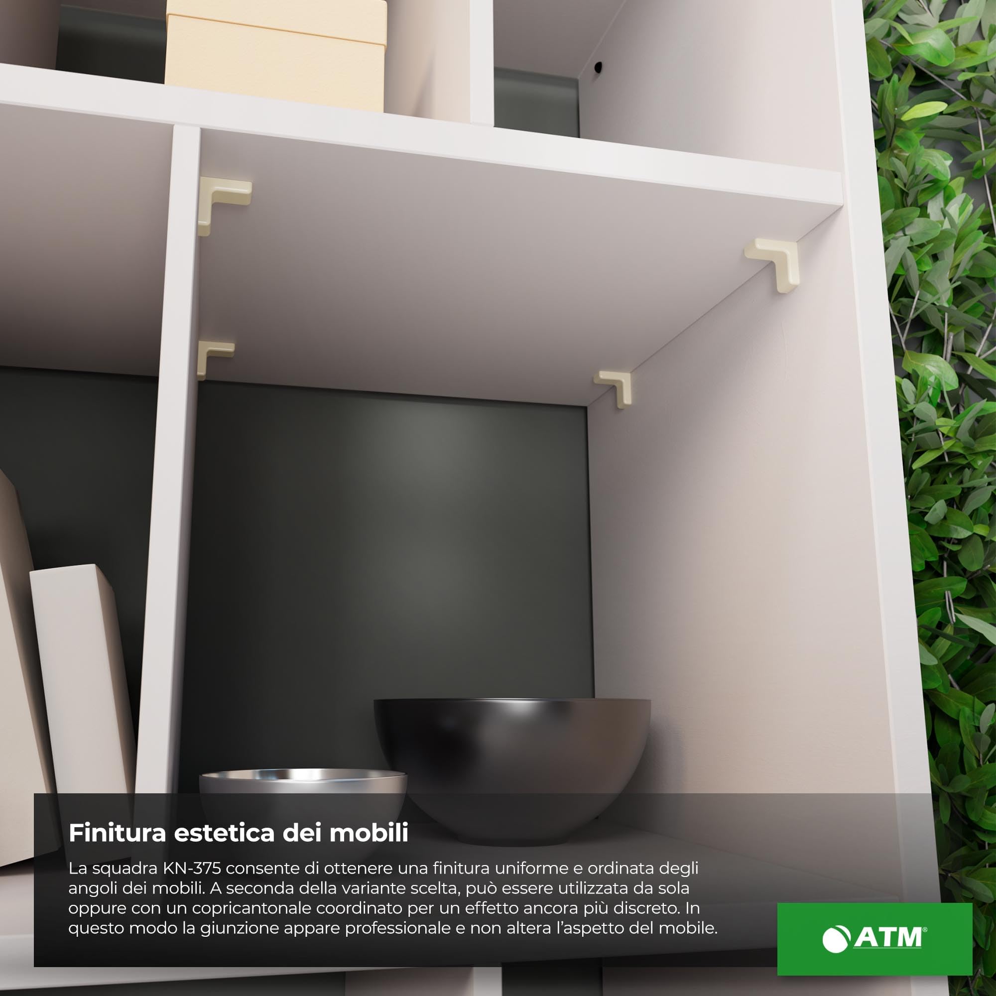 ATM Squadretta Angolare con Copertura Acero – Connettore per Mobili in Acciaio Zincato 90°, Rinforzo per Armadio, Scaffale, Tavolo, Sedia, Letto – Set di 20