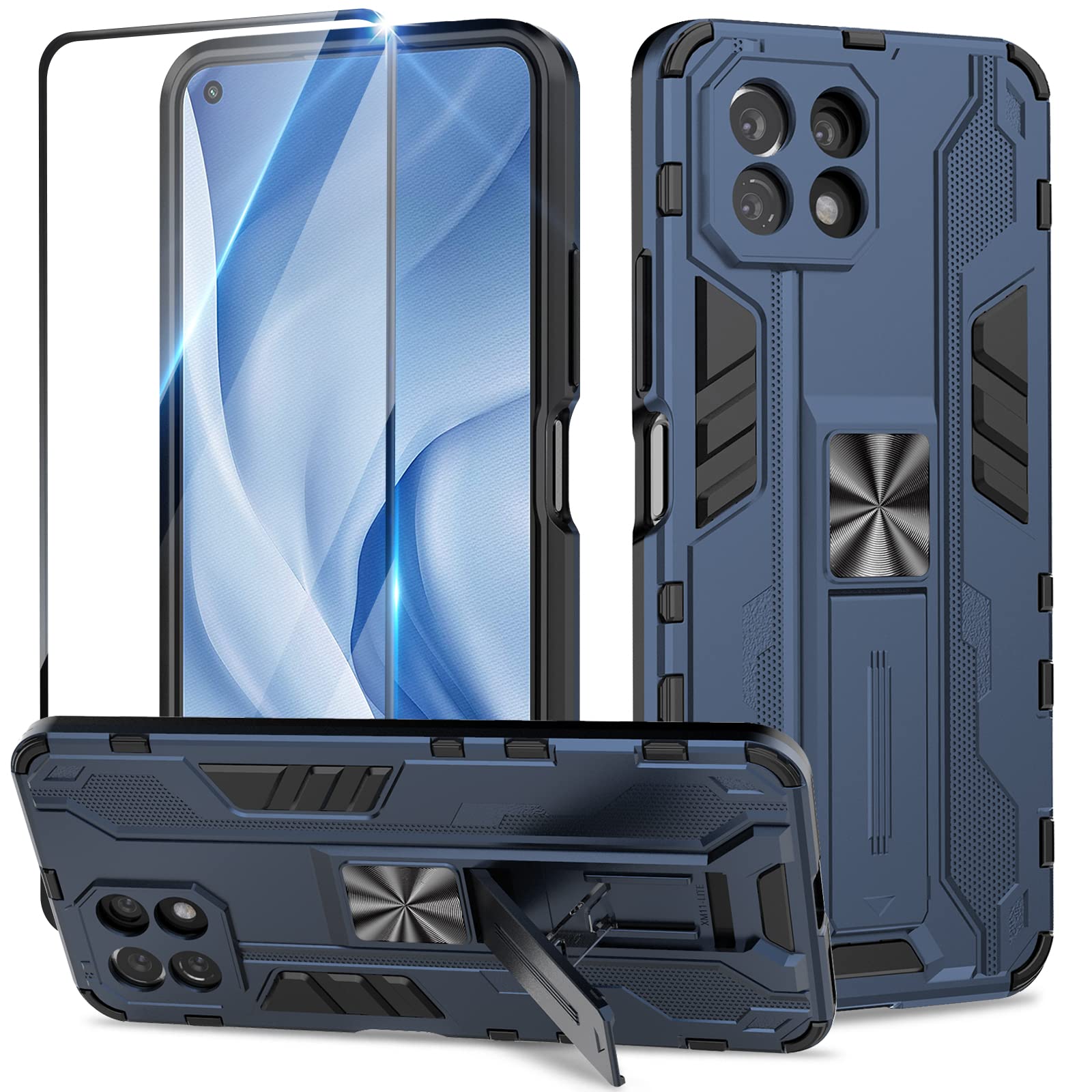 Funda para Samsung Galaxy A13 4G con Cristal Templado Protector Pantalla, Carcasa Antigolpes con Soporte anular metálico, Case Protectora de Grado Militar, Negro — view 42