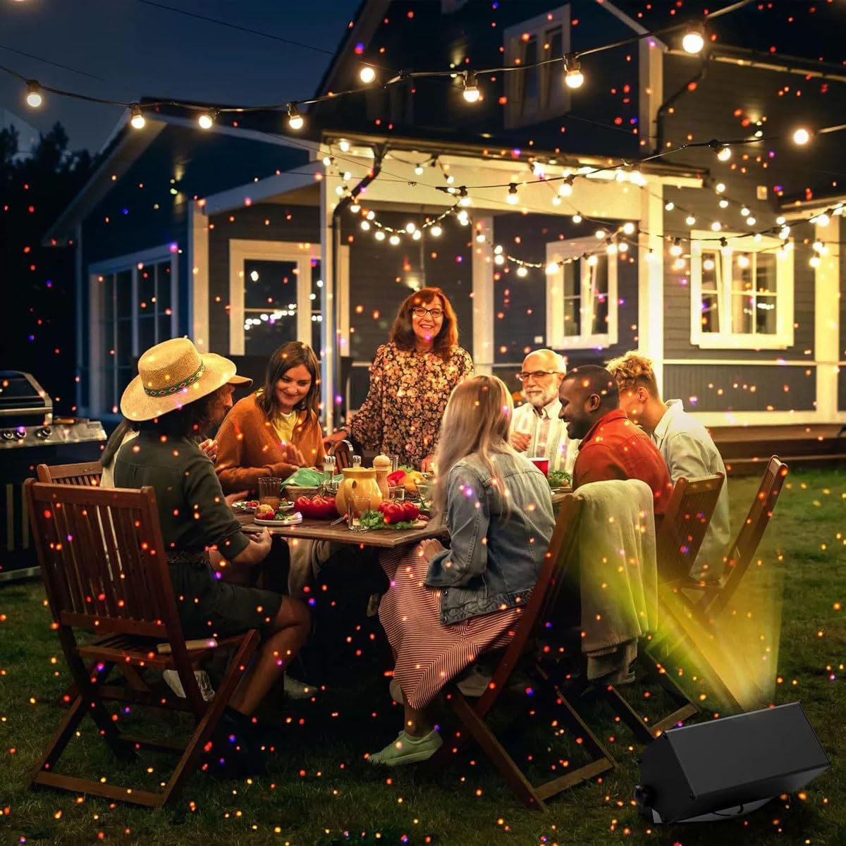 Proiettore di stelle da giardino, luce mobile Firefly con telecomando, distanza di proiezione 5-20 m, copre un'area di 50-300㎡ per uso esterno