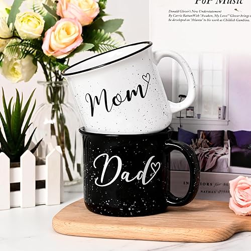 Miniatura 2 de YHRJWN Juego de tazas para padres nuevos, regalos para mamá y papá para parejas, perfecto para el día de la madre, día del padre y Navidad, 15 onzas