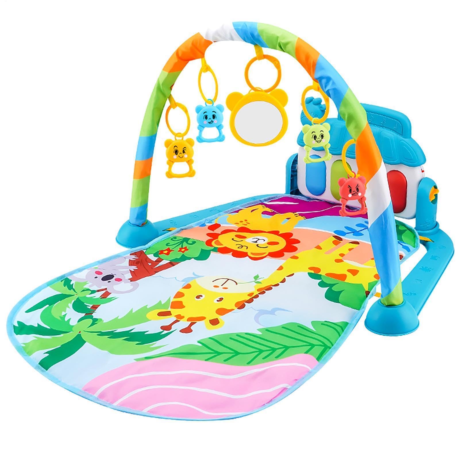 Playset Activity Play Gym with Sensory Toys Lights and Sounds 72x40x47cm - Tummy Time Activity Mat - Tummy Time Floor Activitys Gym - Piano Fitness mat for 3 6 12 Mon Exercise Workout Home Nursery
