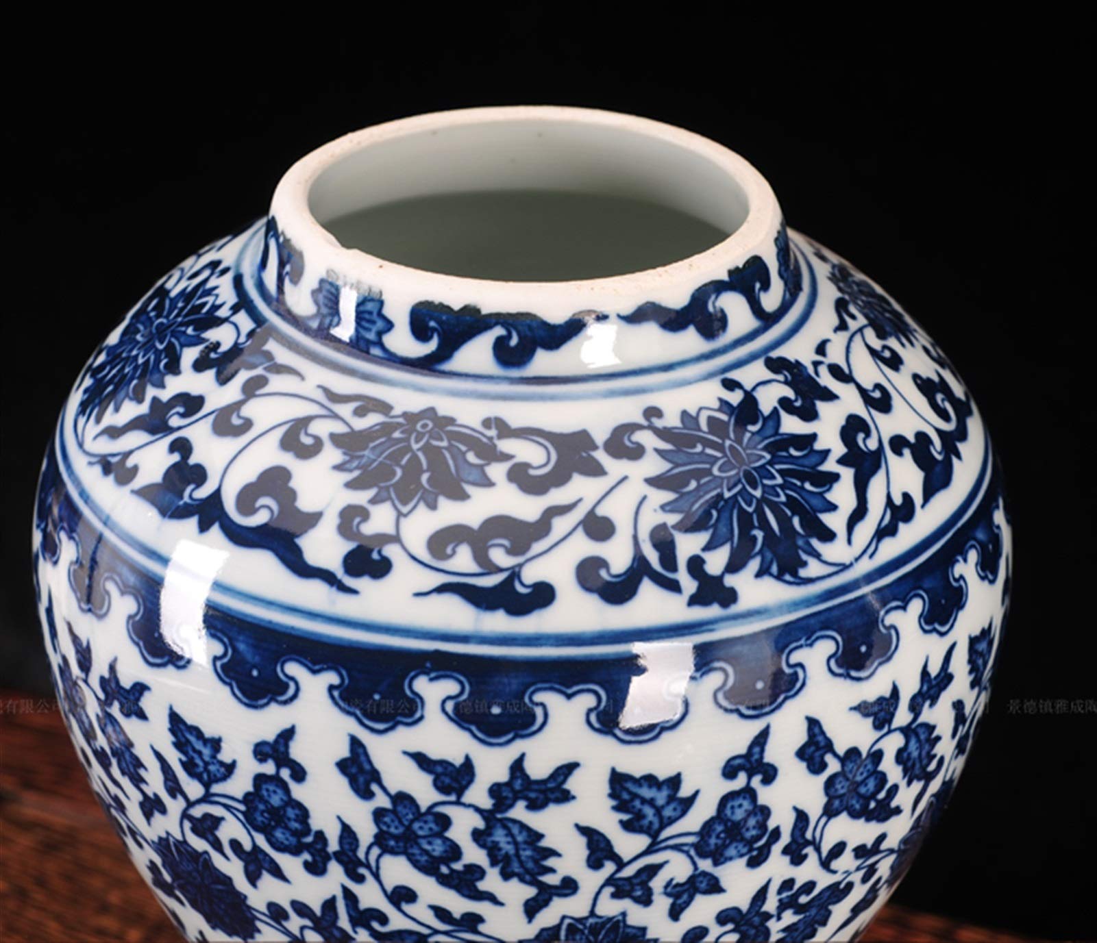 Wohnzimmerdekoration Vase Jingdezhen Keramikglas Antike Ornament, Blau und Weiß TV-Schrank Allgemeiner Handwerk Dekorative Vase Vase (Size : Large)