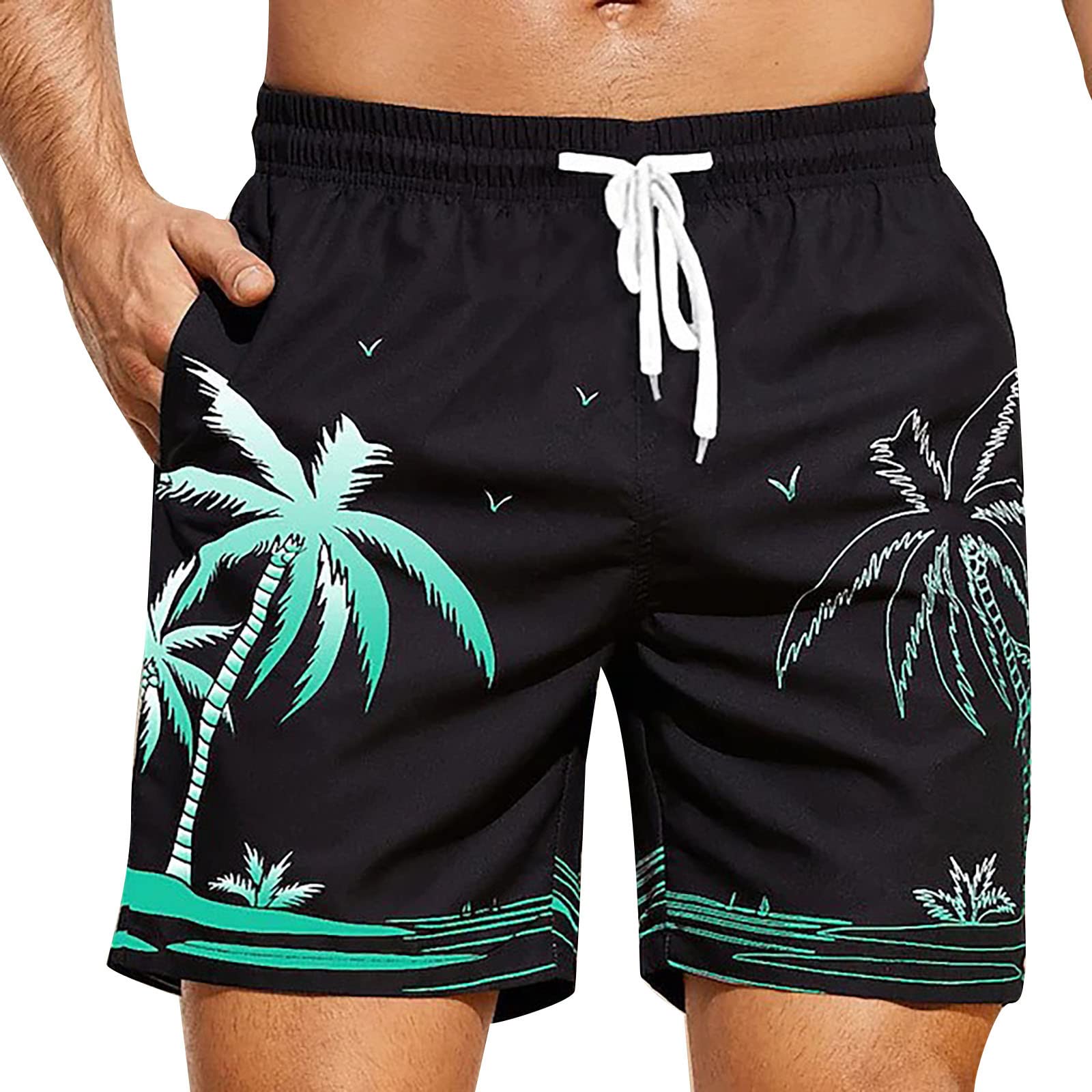 BIKETAFUWY Bañador para hombre, longitud de la rodilla, talla grande, verano, secado rápido, pantalones cortos de baño, para hombre, largo de playa, deporte, bermudas largas, rectas a Hawaiana, estampadas,