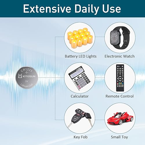 Miniatura 2 de KITOSUN CR1225 - Batería de moneda de litio de 3 V  3 voltios CR 1225 baterías de botón de celda de litio de repuesto para termómetro digital Vicks,
