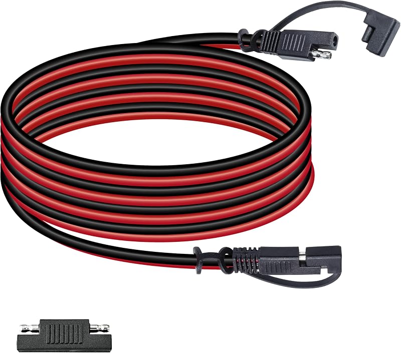 Cable cargador de batería BFXM 16AWG 12FT SAE a SAE | Arnés de desconexión rápida de terminales, cables de extensión de conectores de 2 pines para auto, motocicleta, panel solar