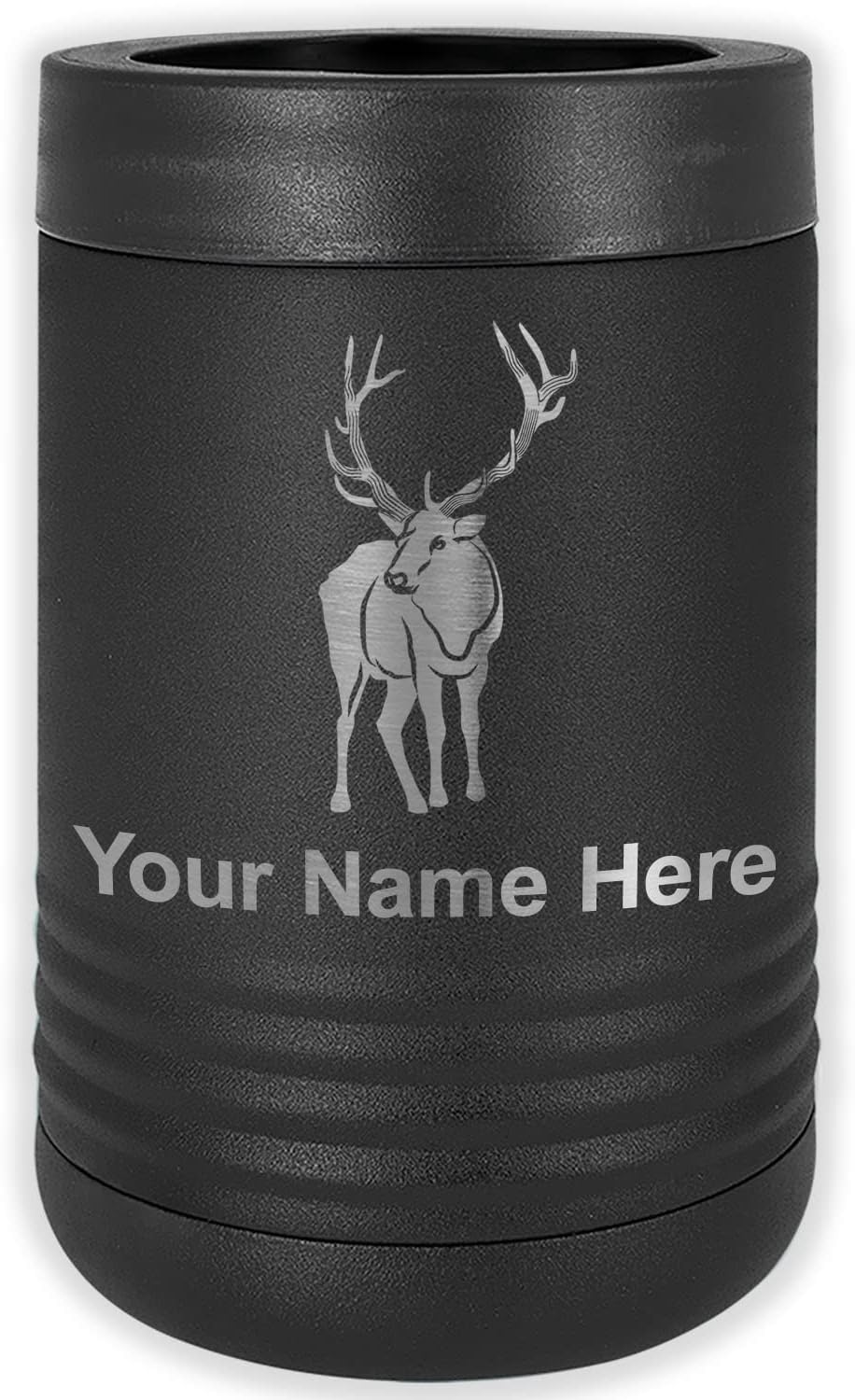 LaserGram Personalized 12 oz. Stainless Steel Can & Bottle Insulator, Elk – Keeps Drinks Cold Longer (Green)