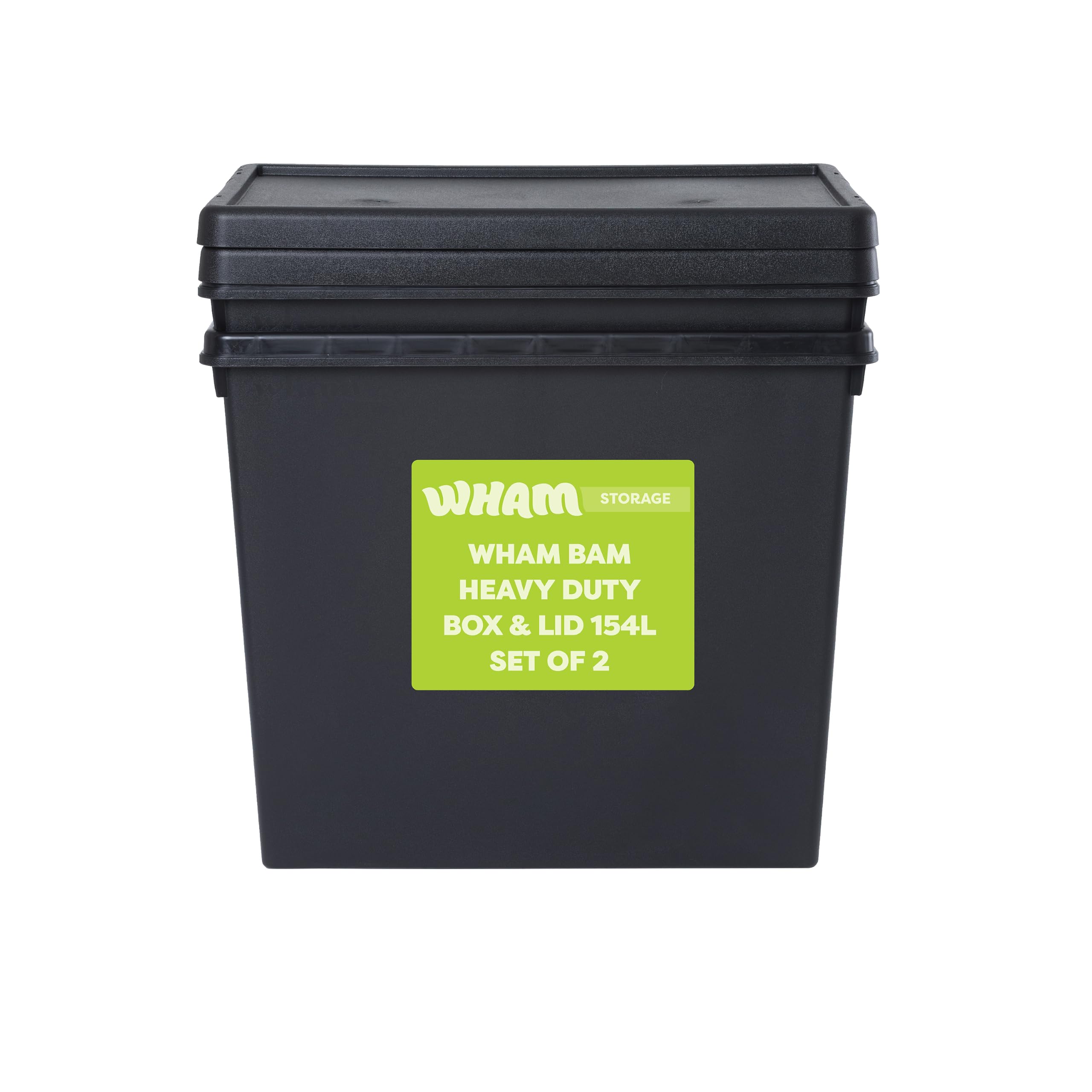 Wham Bam 2 x 154L Heavy Duty Boxes with Lids | Eco-Friendly Storage | Ideal for Tools, DIY & Outdoor Gear | 100% Recycled Plastic | Made in UK