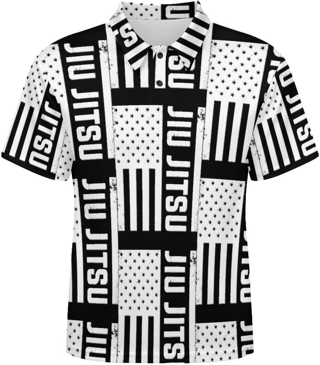 Jiu Jitsu U.S.A. Flag Mens Polo Shirt Short Sleeve Top Tee Casual T-Shirt